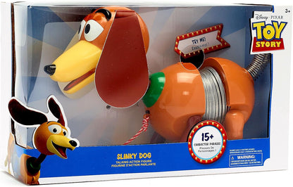 Disney Boneco Slinky Dog Falante Oficial da Store, Toy Story, 27 cm/11”, Orelhas macias ao toque e corpo flexível que estica, fala mais de 15 frases do filme, indicado para crianças a partir de 3 anos.