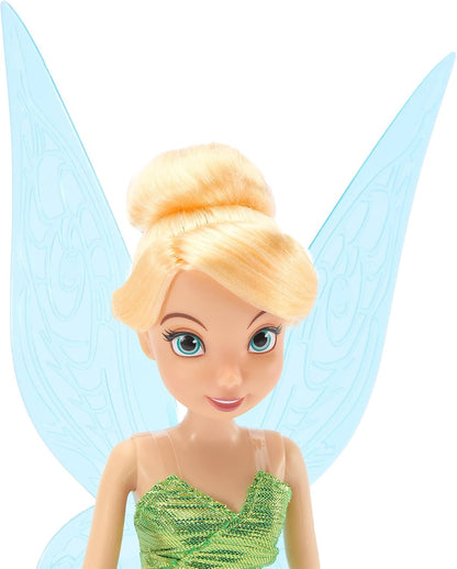 Disney Boneca Clássica Oficial da Sininho (Tinker Bell) da Store, 28 cm – Boneca Fada de Peter Pan com o Icônico Vestido Verde