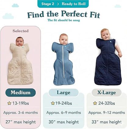 Love To Dream Swaddle Up Transition, tamanho Médio (6-8,5 kg), Branco North Star, Ajuste Perfeito, Abas Removíveis com Zíper, 1,5 Tog, Adequado para Temperaturas Amenas (18-22°C), Lavável à Máquina e com Zíper Duplo para Facilitar a Troca de Fraldas