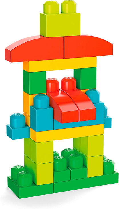 MEGA Conjunto de construção de brinquedo BLOKS Skyhigh Building com 100 blocos de construção grandes e coloridos, conjunto de presente para meninos e meninas, de 1 ano ou mais