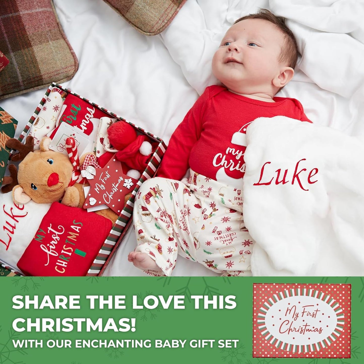 Primeiro Natal do bebê - 1º Natal Cesta de Bebê, Meu Primeiro Natal Menino e Menina - Primeiro Natal do Bebê Cesta de Natal do Bebê, Primeiro Natal do Bebê,