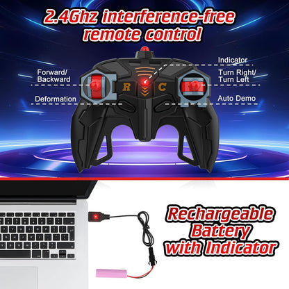 Carro Robô Aranha com Controle Remoto, Carro RC Transformável 1:18 2.4GHz, Brinquedo de Corrida para Crianças de 3 a 10 Anos - Presente Ideal para o Natal e Aniversário
