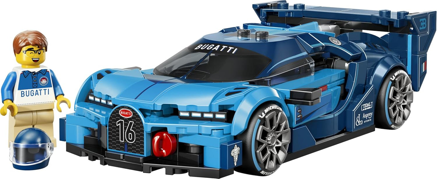 LEGO Speed Champions Bugatti Vision GT Hyper Sports Car - Kit de Montagem com Minifigura Colecionável de Piloto - Ótima Ideia de Presente para Meninos a partir de 9 Anos e Fãs de Automobilismo - 77253