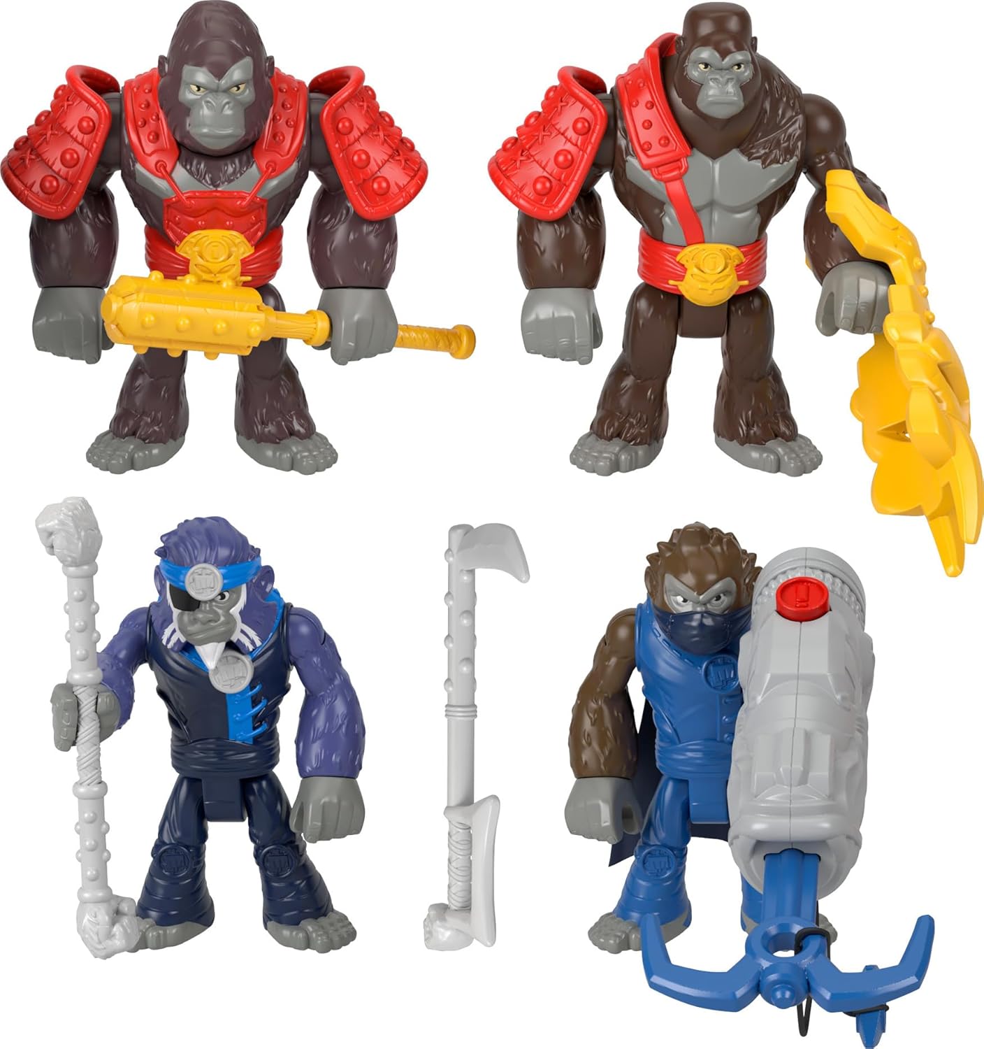 Conjunto de Figuras de Brinquedo Imaginext Army, Pacote de Exército Nível Chefe com 9 Peças: Gorila versus Macaco com Acessórios para Brincadeiras de Faz de Conta em Idade Pré-escolar, 3 a 8 Anos, HML57