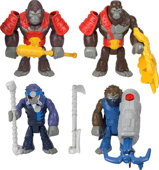 Conjunto de Figuras de Brinquedo Imaginext Army, Pacote de Exército Nível Chefe com 9 Peças: Gorila versus Macaco com Acessórios para Brincadeiras de Faz de Conta em Idade Pré-escolar, 3 a 8 Anos, HML57