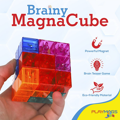 Playmags Cubo inteligente com cartões de desafio de cubo inteligente, blocos de construção para jogos criativos abertos, brinquedos educativos para crianças de 3 anos ou mais