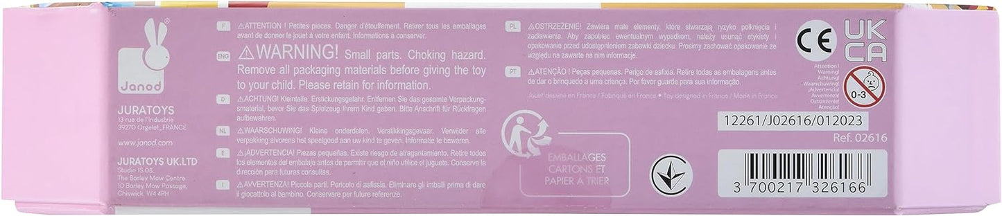 Janod Rainstick de madeira - Coleção Pure - Brinquedo de aprendizagem precoce - Habilidades motoras finas e concentração - Estimulação visual e auditiva - Tinta à base de água - a partir dos 6 meses de idade, J05208