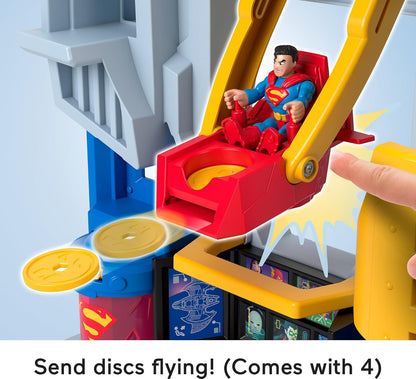 Imaginext DC Super Friends Batman Playset Quartel-General Supremo 60 cm de altura com luzes, sons, figuras e acessórios para crianças a partir de 3 anos, HNW08