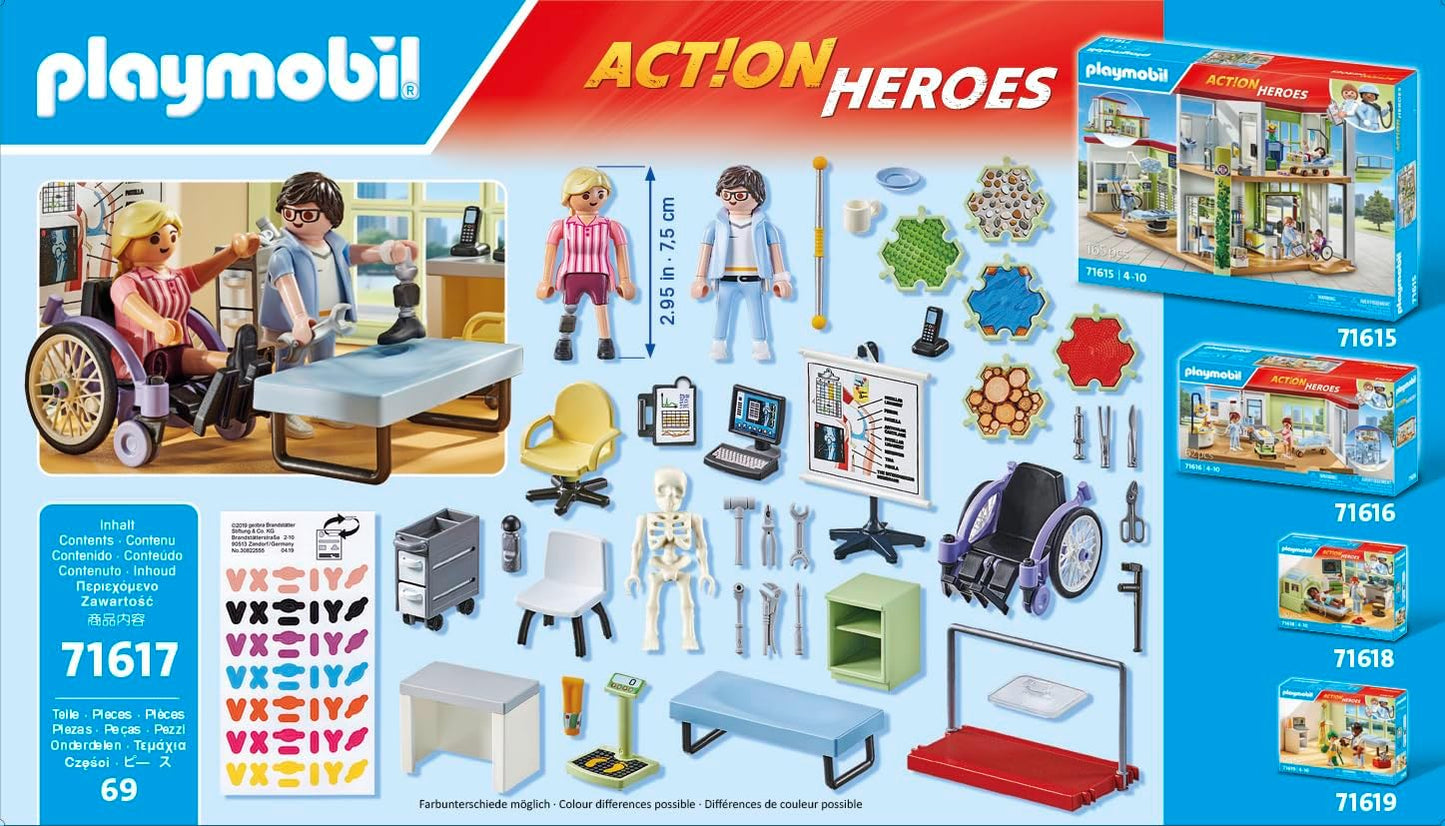 Playmobil 71617 Action Heroes: Ortopedia, tratamento atencioso de pacientes, feito com mais de 80% de materiais reciclados e de base biológica, conjuntos de jogos detalhados adequados para crianças com mais de 4 anos