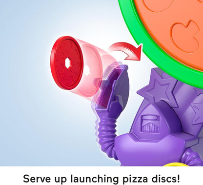 Fisher-Price Imaginext Disney e Pixar Toy Story Pizza Planet Playset com figuras de ação de Buzz Lightyear e seu amigo alienígena de 7,6 cm, foguete de brinquedo e projéteis, JKW20