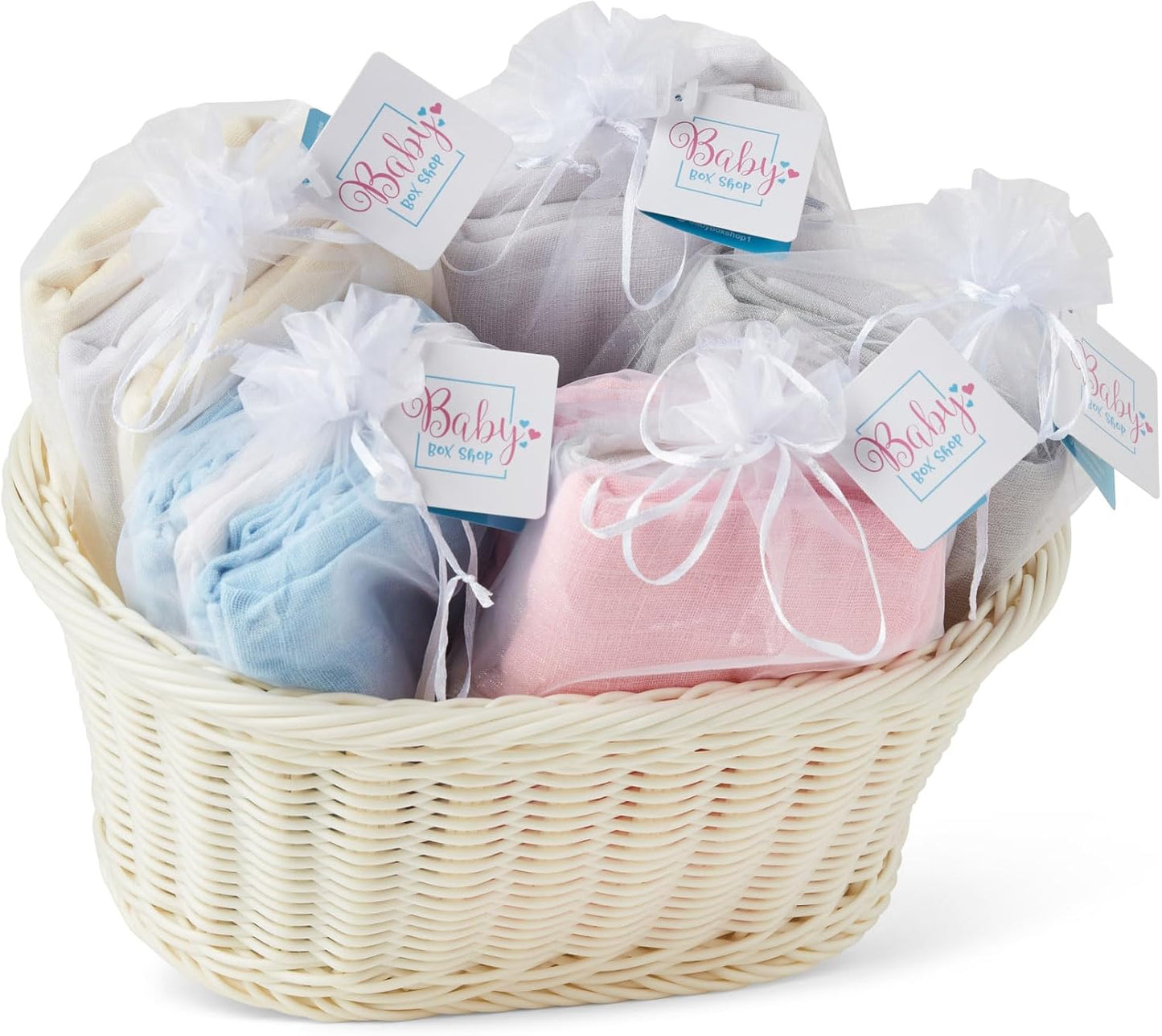 Baby Box Shop - Paninhos de musselina para bebês meninos, 100% algodão macio, para usar como capa de amamentação, paninhos de mão e paninhos de arroto, itens essenciais para bebês recém-nascidos