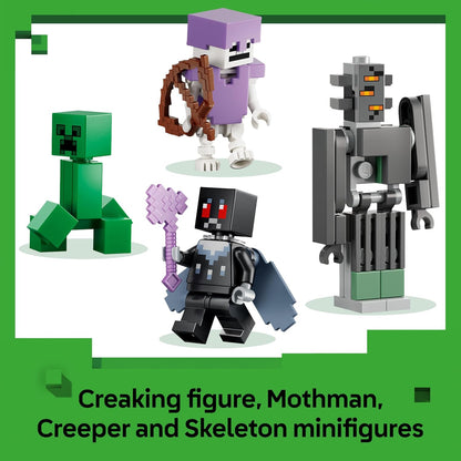 LEGO Minecraft O Jardim Pálido - Brinquedo em Miniatura com Minifigura Rangente e Figuras de Mobs Homem-Mariposa, Creeper e Esqueleto - Presente para Jogadores a partir de 7 Anos - 21586