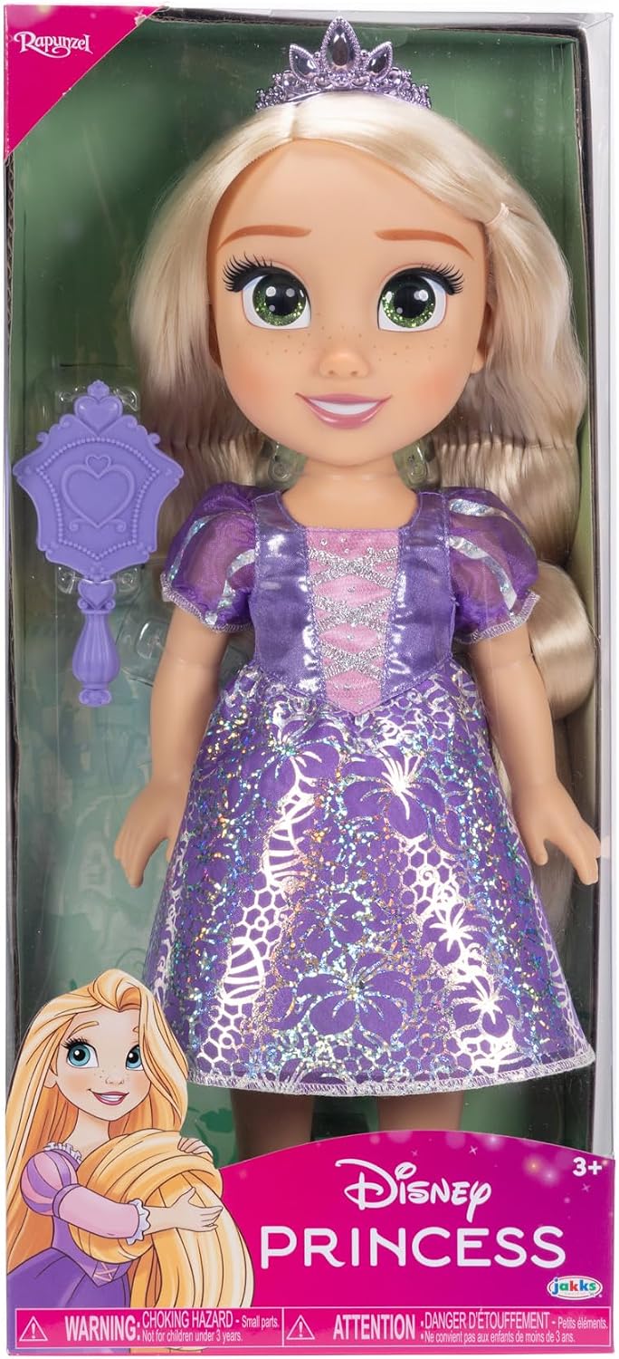Disney Boneca Princess My Friend Rapunzel 35 cm O novo e lindo traje inclui uma saia com estampa holográfica em tom de platina