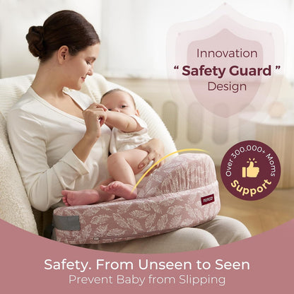 Momcozy Almofada de amamentação em espuma viscoelástica, ergonômica, com proteção lateral, amplo suporte, alça ajustável e capa de algodão removível, rosa.