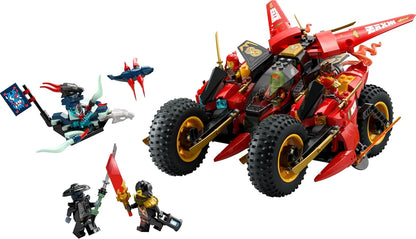 LEGO NINJAGO Veículo de Combate Ninja - Transforma-se em 2 Motos Ninja e um Avião a Jato - 6 Minifiguras incluindo Kai e Cole - Presente de Aniversário Dragons Rising para Meninos a partir de 8 Anos - 71844