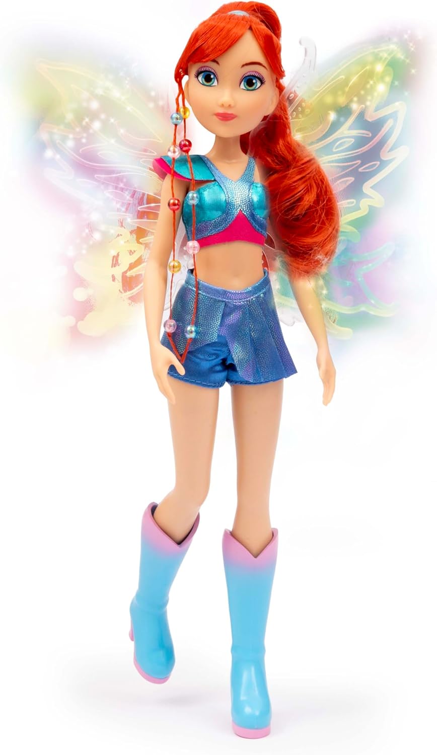 Winx Boneca com Asas Iluminadas – Bloom com Roupa Brilhante e Asas Luminosas – Boneca Fashion de 27 cm com Membros Articulados – Asas Iluminadas Interativas para Brincadeiras Mágicas – Brinquedo Oficial do Clube Winx – Para Crianças a partir de 4 Anos