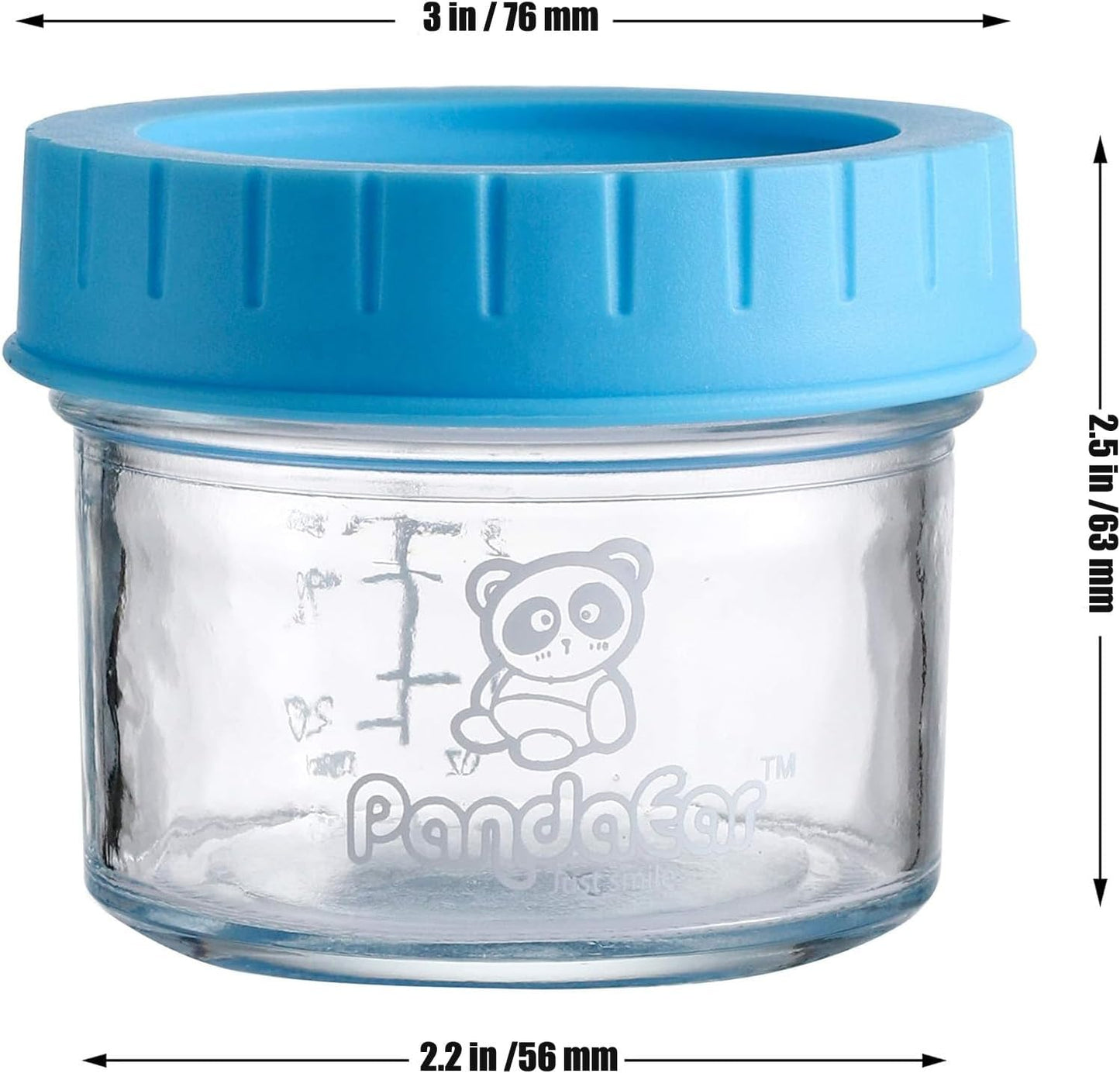 PandaEar (Pacote com 12 Potes de Vidro para Armazenar Comida de Bebê | Recipientes Pequenos Reutilizáveis de 120ml para Congelador com Tampas Herméticas à Prova de Vazamentos | Podem Ser Usados no Micro-ondas e na Lava-louças |