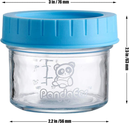 PandaEar (Pacote com 12 Potes de Vidro para Armazenar Comida de Bebê | Recipientes Pequenos Reutilizáveis de 120ml para Congelador com Tampas Herméticas à Prova de Vazamentos | Podem Ser Usados no Micro-ondas e na Lava-louças |