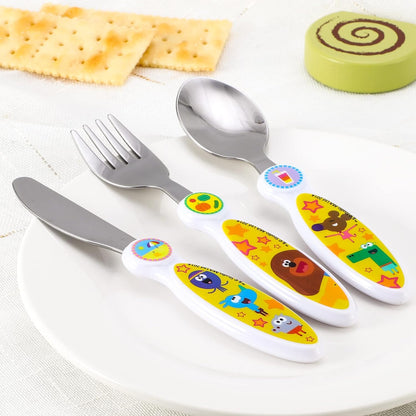 Hey Duggee Juego de cubiertos de 3 piezas para niños pequeños: cuchillo, tenedor y cuchara