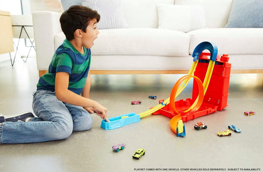 Hot Wheels Track Builder Unlimited Fuel Can Stunt Box, pacote de construção de pista para acrobacias e corridas, carro de brinquedo e armazenamento de pista, conecta-se a outros conjuntos, presente para crianças de 6 anos ou mais, HDX78