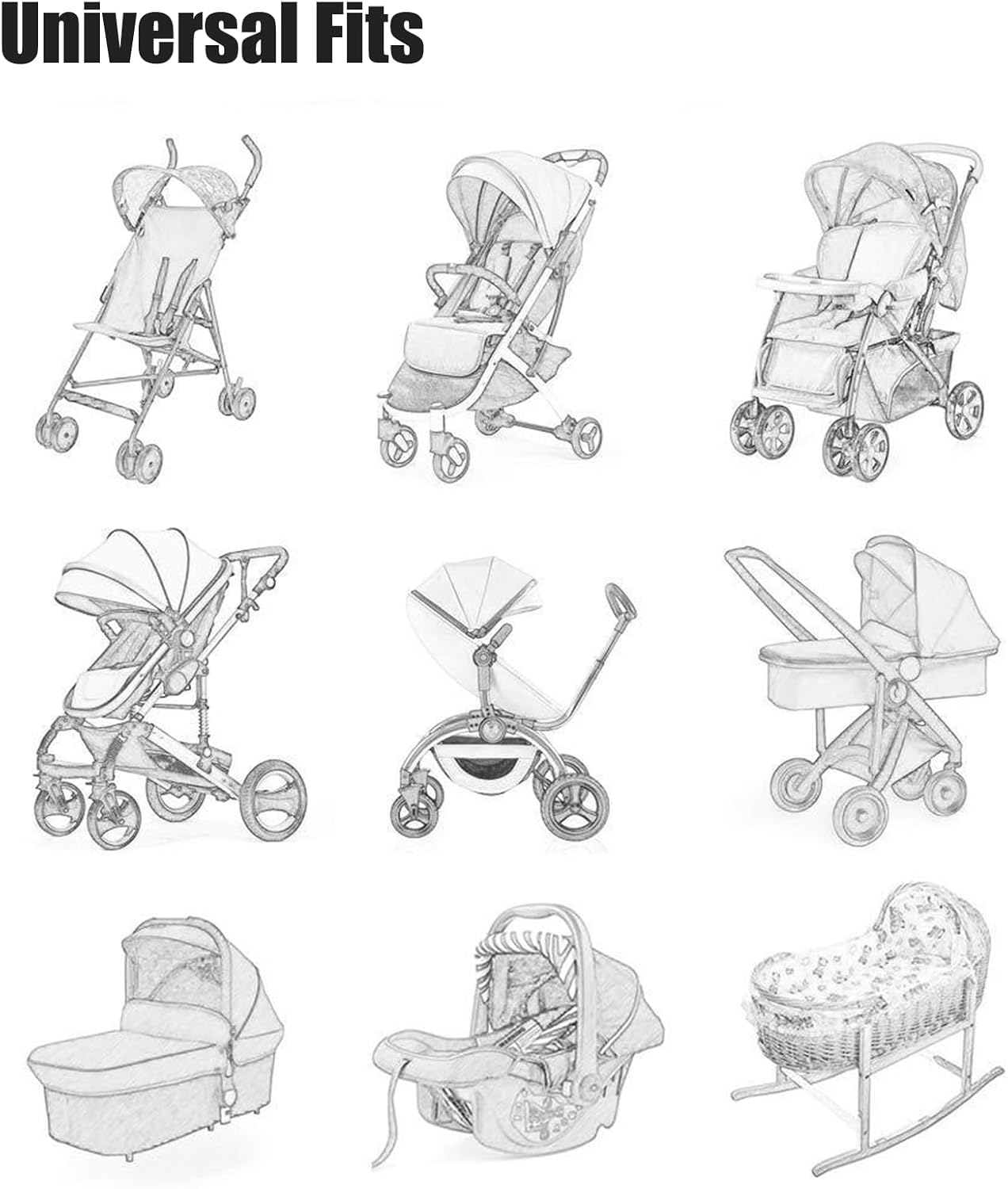 PandaEar Conjunto de 2 Mosquiteiros para Carrinho de Bebê, Mosquiteiro Universal para Carrinho, Capa de Rede para Carrinho de Bebê, Cadeirinha de Carro, Moisés, Berço - Preto