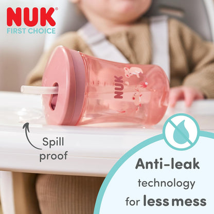 NUK Copo de Treinamento com Canudo First Choice | 12+ meses | 230 ml | Copo antivazamento com canudo para crianças pequenas | Tartaruga Verde | 1 unidade