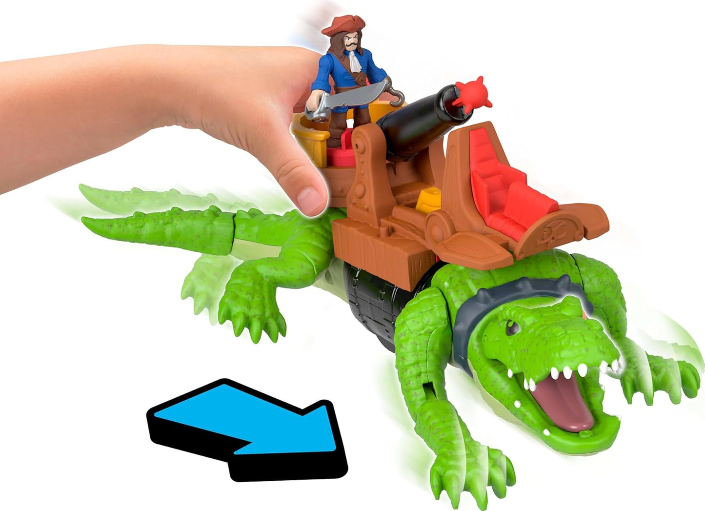 Fisher-Price Imaginext Tubarão Pirata vs Crocodilo: Brinquedo com Ação de Andar e Mordida, 2 Figuras de Ação e 6 Acessórios, JNB04