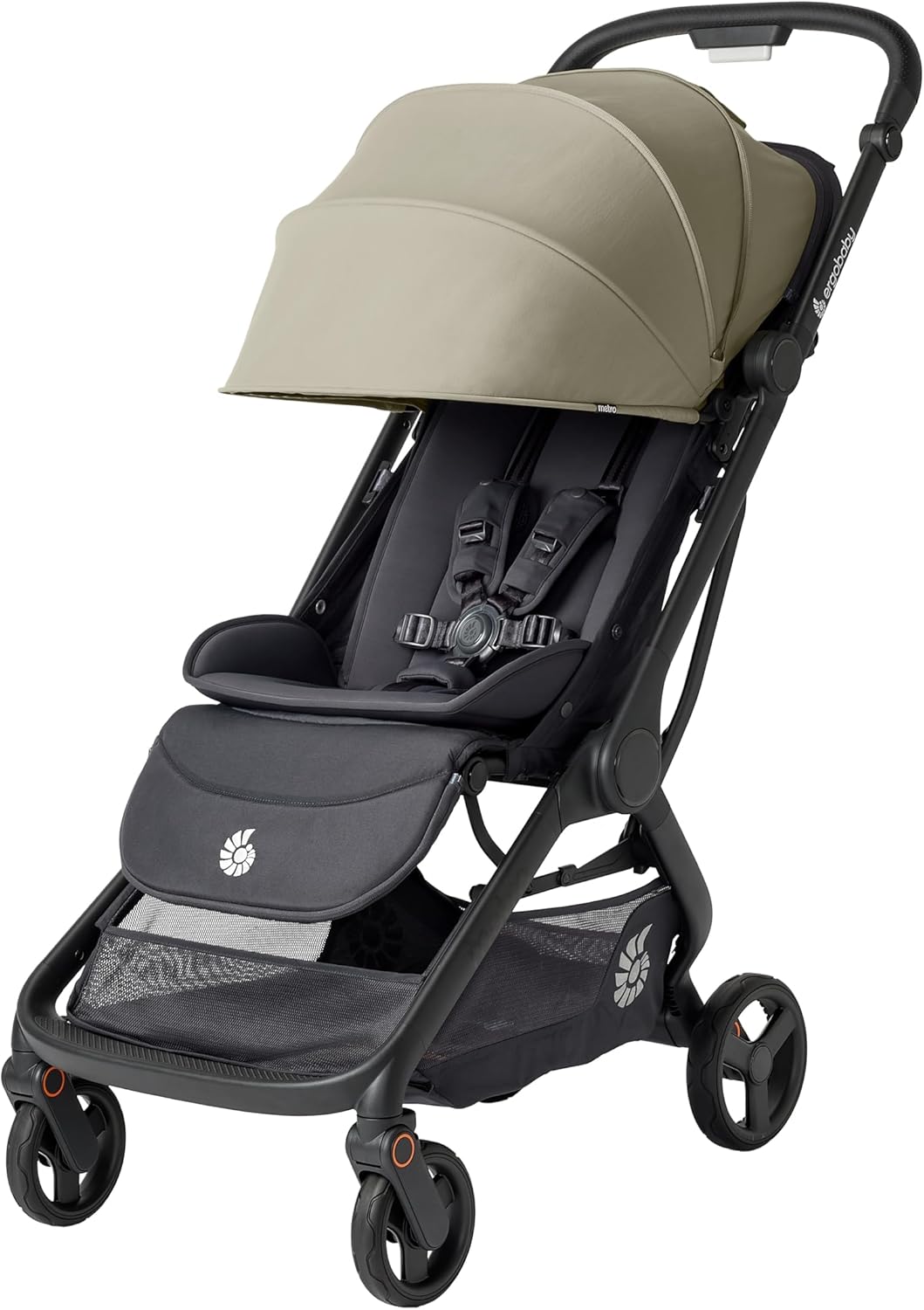 Ergobaby Carrinho de Bebê Metro3 com Função de Reclinação, Ideal para Bebês de 0 a 4 Anos (do Nascimento até 22kg), Dobrável e Compatível com Bebê Conforto, Alça Ajustável em Altura, Assento Ergonômico, Cor Oliva Macia