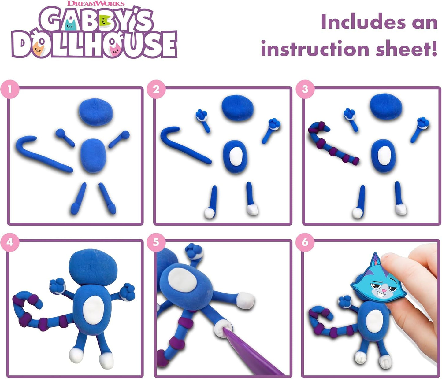 Gabby's Dollhouse Conjunto Mini Clay World - Presente Criativo para Meninas com Argila de Secagem ao Ar e Ferramentas de Modelagem - Kit de Artesanato para Casa de Bonecas - Artes e Ofícios para Crianças