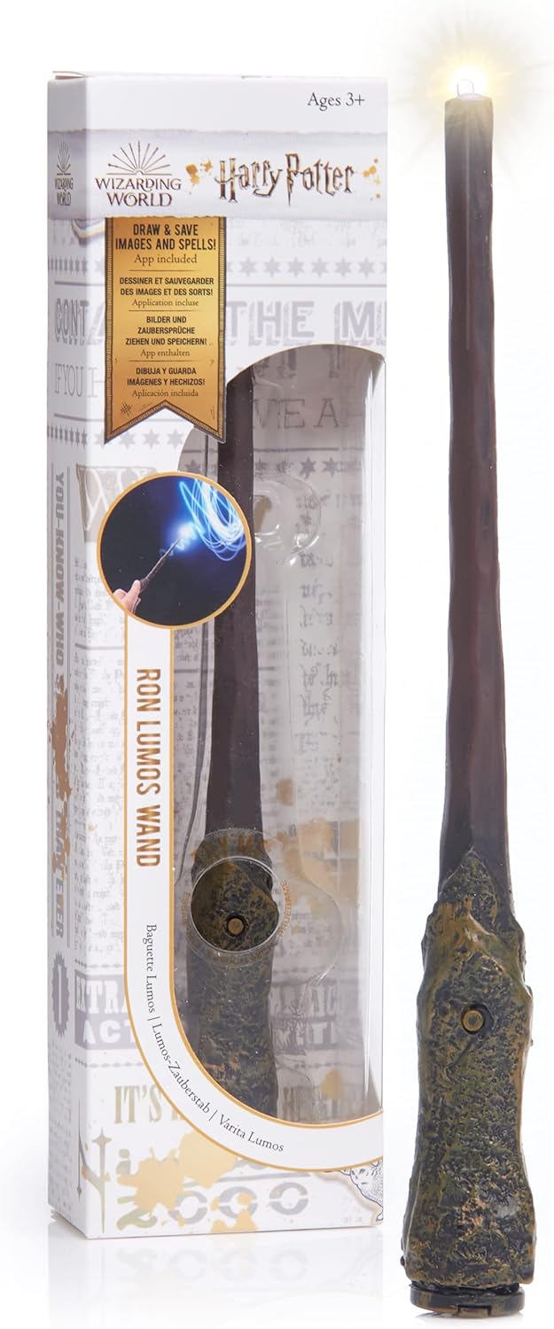 WOW! STUFF Varinha Harry Potter Lumos de 2,13 m com Luz | Presentes, Brinquedos e Colecionáveis Oficiais do Mundo Mágico | Acessório de Fantasia para Brincar de Personagem ou Vestir para Fãs, Meninas e Meninos, de 3 anos ou mais até Adultos