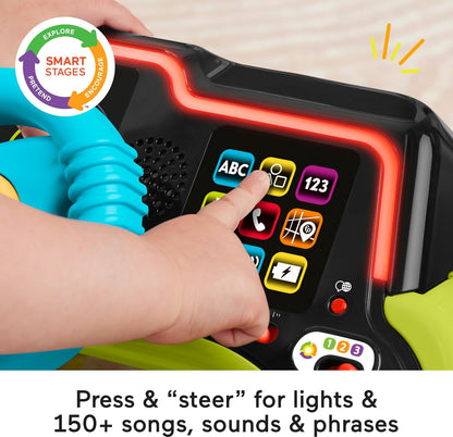 Brinquedo educativo Fisher-Price para bebês e crianças pequenas: Carrinho de atividades Laugh & Learn Sit & Steer Driver com estágios inteligentes para crianças a partir de 6 meses, JDY43