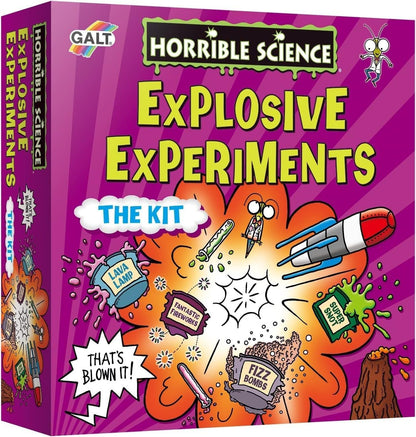 Galt Horrible Science Explosive Experiments - Kit de ciências para crianças a partir de 8 anos, conjunto de artesanato infantil, 8 experimentos divertidos de STEM, foguete, vulcão, fabricação de slime e muito mais, a embalagem pode variar