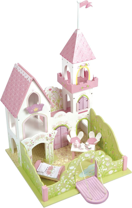 Le Toy Van - Juguete educativo de madera Fairybelle Wooden Palace Dollhouse Fairy Princess Castle Play Set | Finge jugar al castillo de madera.