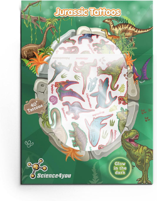 Science4you Tatuagens Temporárias – Kit de Tatuagens de Transferência para Crianças com Mais de 40 Tatuagens de Dinossauro, O Presente de Festa Perfeito para Meninos e Meninas de 5, 6, 7, 8, 9+