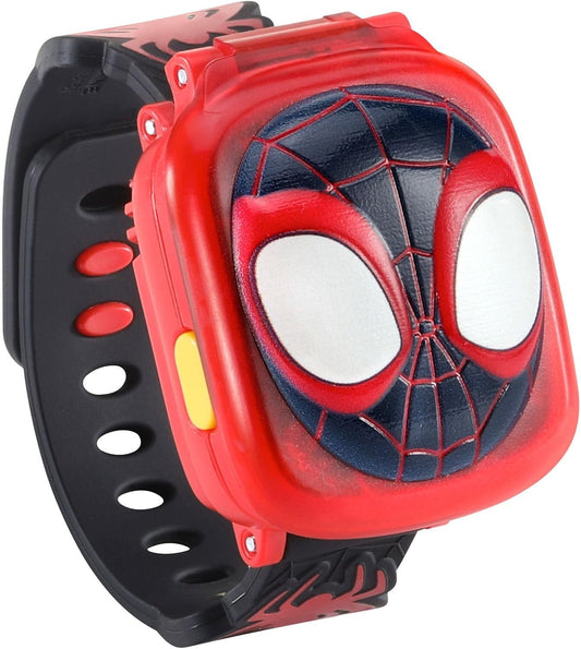 Relógio de Aprendizagem Giratório VTech Homem-Aranha e seus Incríveis Amigos, Relógio Oficial do Homem-Aranha com 4 Jogos Divertidos, Tela LCD, 9 Mostradores Digitais, Indicado para Crianças de 3, 4, 5+ Anos, Versão em Inglês