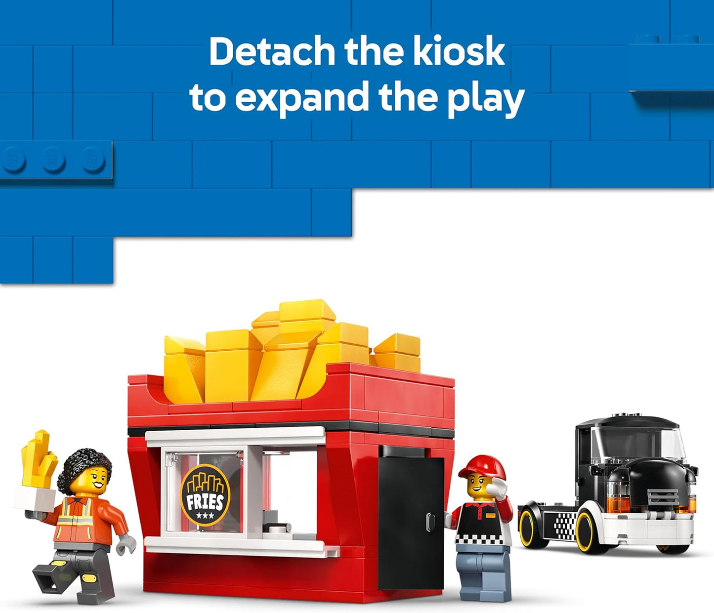 LEGO City Food Truck de Batatas Fritas - Kit de Modelo de Veículo com Loja Removível, 2 Minifiguras e Acessórios de Comida de Brinquedo - Ideia de Presente de Aniversário para Meninos a partir de 5 Anos - 60488
