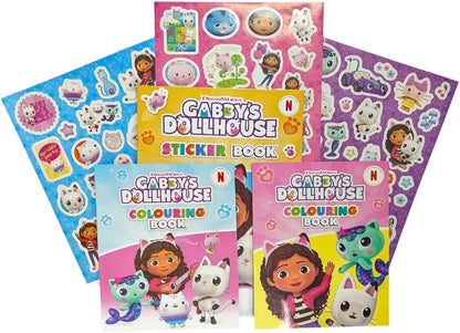 Anila's Gabby's Dollhouse Kit de atividades com livros de colorir, livro de adesivos, lápis de cor e 100 adesivos reutilizáveis. (Ideal para crianças de 3 a 8 anos).