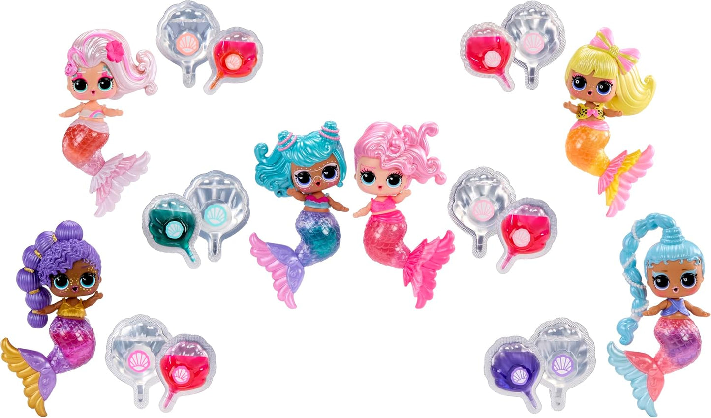 L.O.L. Surprise! Mermaids Makeover Magic Tots – Gloss labial "faça você mesmo" para usar (você e sua boneca), misture e crie maquiagem, diversão com água, 6 bonecas para colecionar – para crianças a partir de 4 anos.