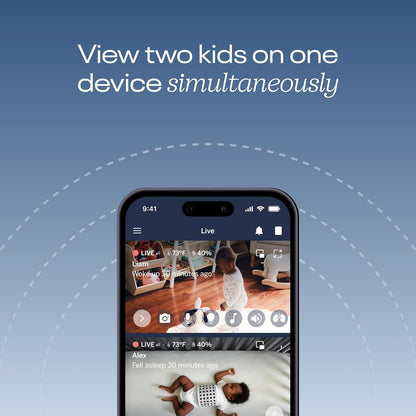 Nanit Monitor inteligente para bebê Pro 1080p HD e suporte Flex Duo, com tela dividida e função de zona de alerta, inclui faixa respiratória pequena, branca