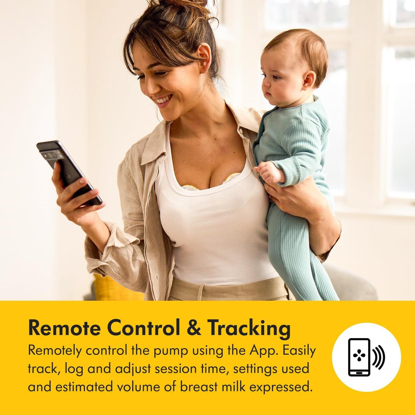 Bomba tira-leite dupla vestível Medela Magic InBra com tecnologia Fluidfeel, conectividade com aplicativo inteligente e controle avançado por sensores. Ultraleve, silenciosa e de nível hospitalar.