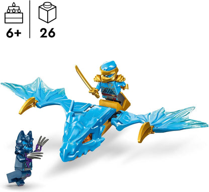 LEGO Modelo NINJAGO Nya’s Rising Dragon Strike, conjunto de construção de bonecos de brinquedo para meninas, meninos e crianças de 6 anos ou mais com personagem ninja Nya Minifigura e acessório de espada Katana, ideia de presente de aniversário 71802