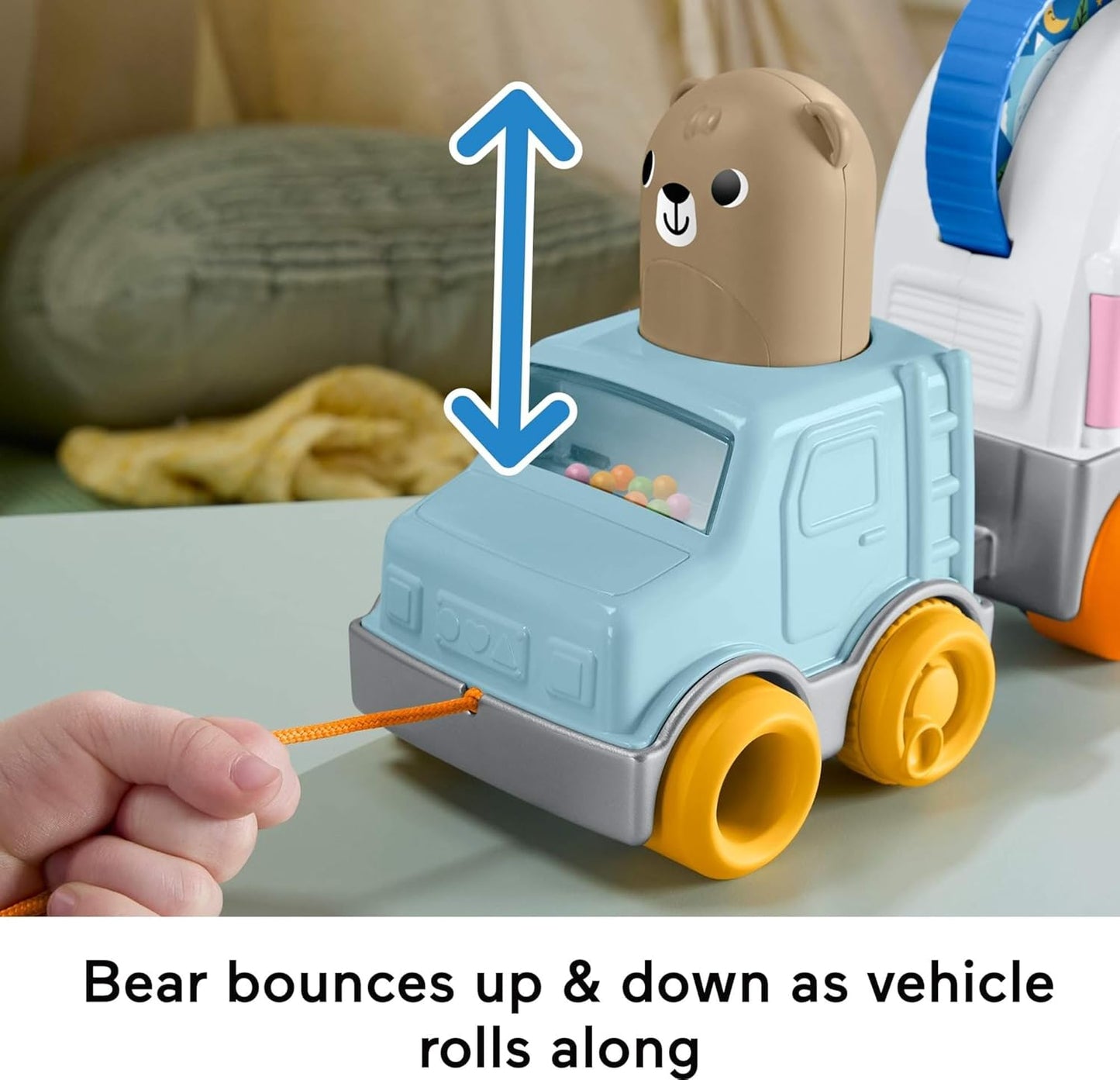 Fisher-Price Brinquedo para bebês e crianças pequenas: Veículo de reboque Friendship Forest com atividades sensoriais para bebês a partir de 1 ano de idade, JKD52
