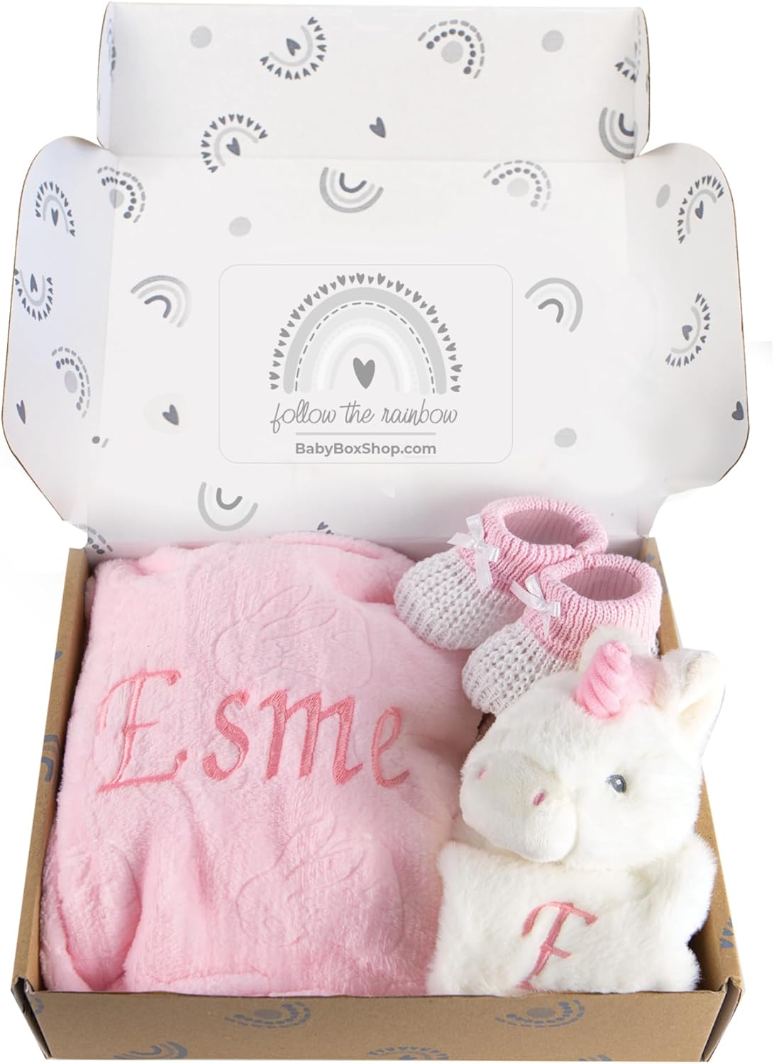 Baby Box Shop - Presentes personalizados para bebês - Cobertor de bebê personalizado e edredom de bebê zebra personalizado com botinhas de algodão cinza e branco, ideais para presentes de batizado