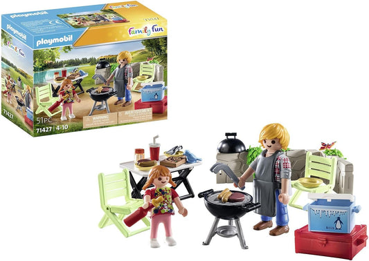 Playmobil 71427 Barbacoa de diversión familiar, juguete al aire libre y juego de rol imaginativo, juegos adecuados para niños a partir de 4 años