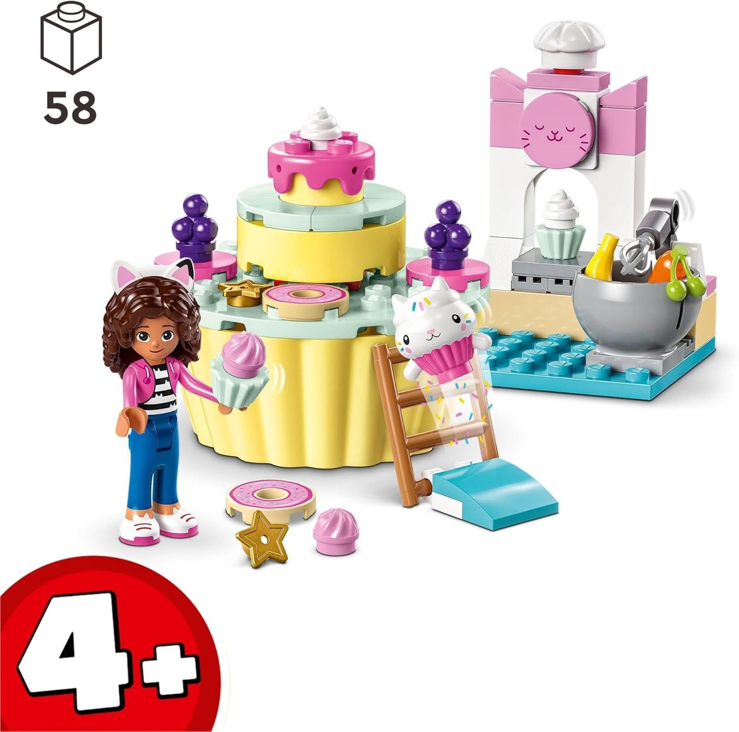 LEGO Gabby's Dollhouse Conjunto de Brinquedo de Construção Bakey with Cakey Fun 10785 para Fãs da Série de Animação DreamWorks, Cozinha de Faz de Conta, Forno e Cupcake Gigante para Decorar, Presente para Crianças a partir de 4 Anos