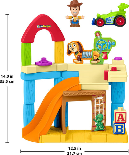 Fisher-Price Brinquedo Infantil Little People Disney & Pixar Toy Story Quarto do Andy com Figura do Woody e Veículo de Controle Remoto para Crianças a partir de 18 Meses, JKB05