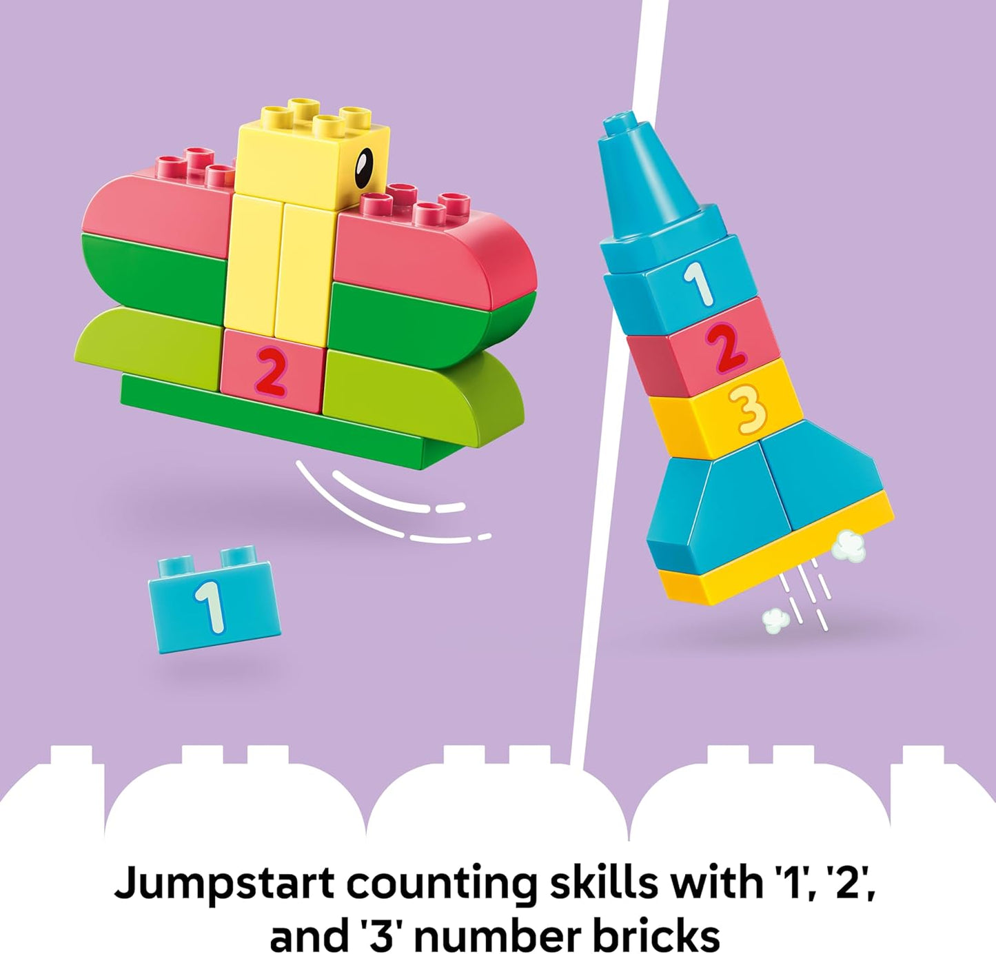 LEGO DUPLO Caixa Criativa Colorida - Brinquedo Educativo para Desenvolvimento da Coordenação Motora Fina em Crianças Pequenas - Inclui Peças com Números, Animais, Veículos e Comida de Brinquedo - Presente de Aniversário para Meninos e Meninas a partir