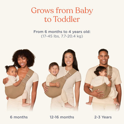 Ergobaby Canguru Upsie Sling para Bebês, Canguru Ergonômico para Bebês e Crianças a partir de 6 Meses (7,7-20,4 kg), Alternância Espontaneamente entre Andar e Ser Carregado, Cor Camelo