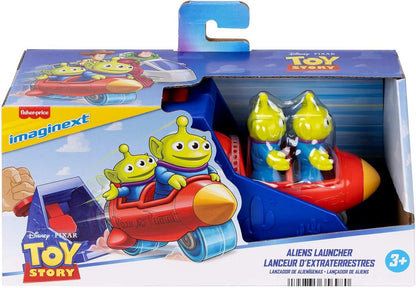 Fisher-Price Conjunto Mattel Imaginext Launcher com figura de ação de 7,6 cm e veículo de brinquedo, inspirado em Toy Story da Disney e Pixar (os personagens podem variar), JKW24