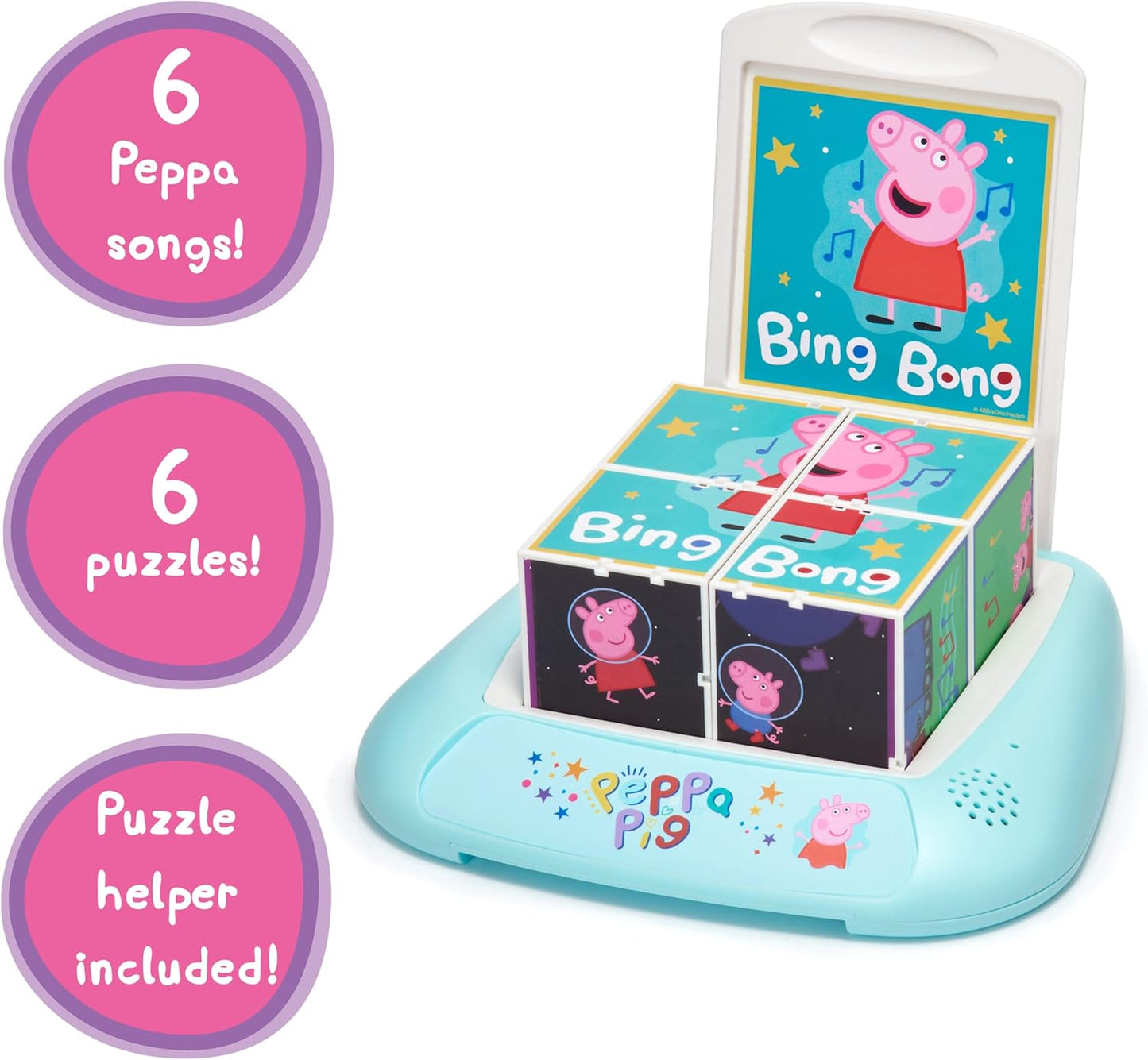 Blocos de quebra-cabeça musicais da Peppa Pig Wow! Stuff | Brinquedo educativo pré-escolar com 6 canções de ninar | Para crianças de 2, 3, 4 e 5 anos (brinquedos da Peppa Pig)